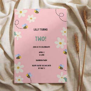 Digital birthday party invitation | Customizable birthday invitation | Birthday party invitation template | Birthday party invitation girl