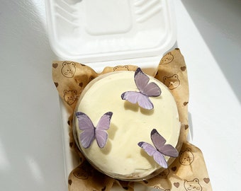 Mini gâteau boîte à bento, papillon violet, envoyé par la poste, gâteau de célébration, crème au beurre, régal de la poste, artisan, fait maison, cadeau de pâtisserie, chocolat