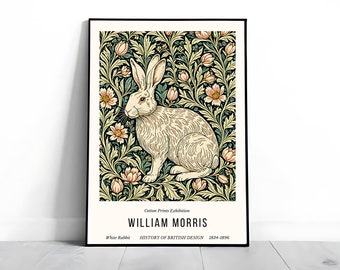 Impression de lapin William Morris : oeuvre d'art murale vintage pour l'exposition