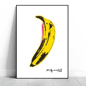 Andy Warhol Banana Pop Art Poster, Signed, Velvet Underground Album Cover Art, Trendy Kitchen Wall decor, Andy Warhol Wall Decor.