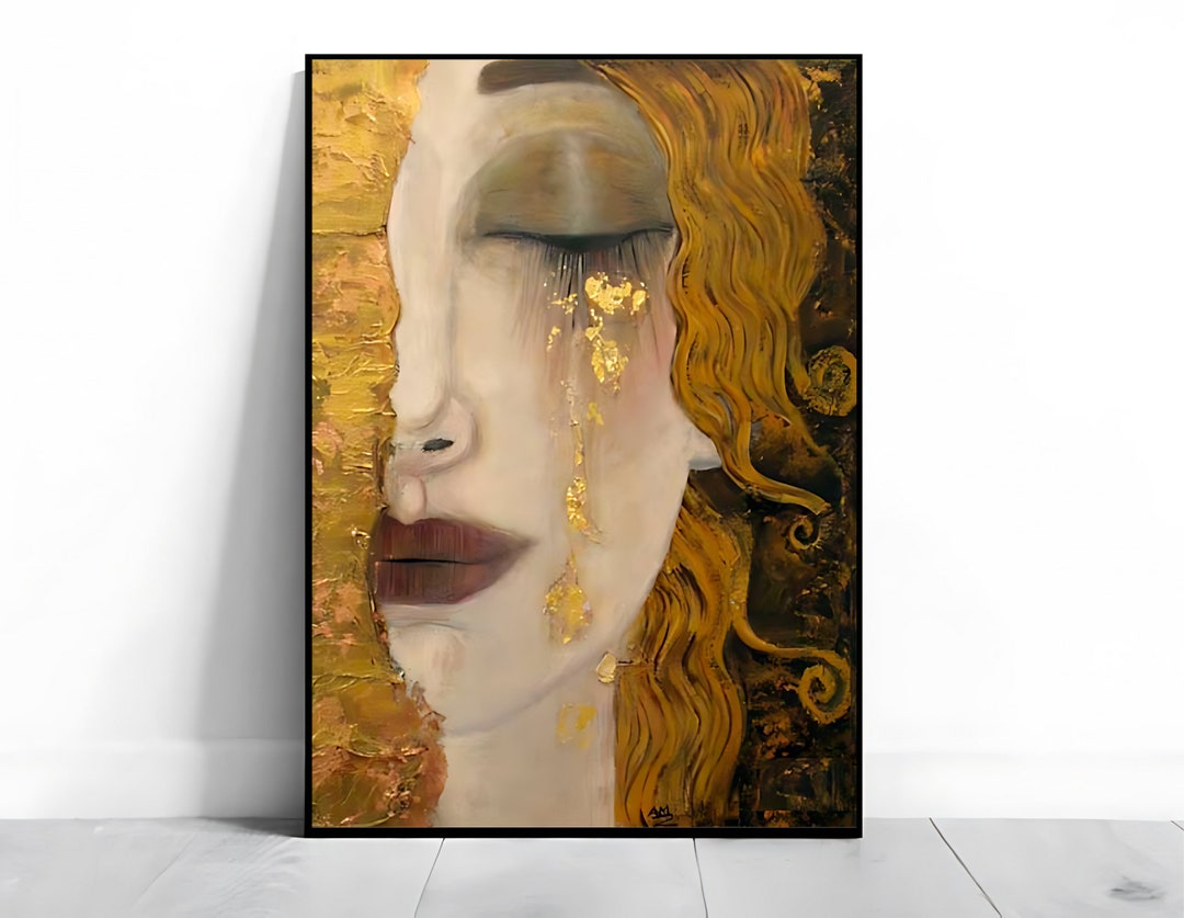 Golden Tears Art Print: Klimt Woman Canvas Wall Art - Etsy