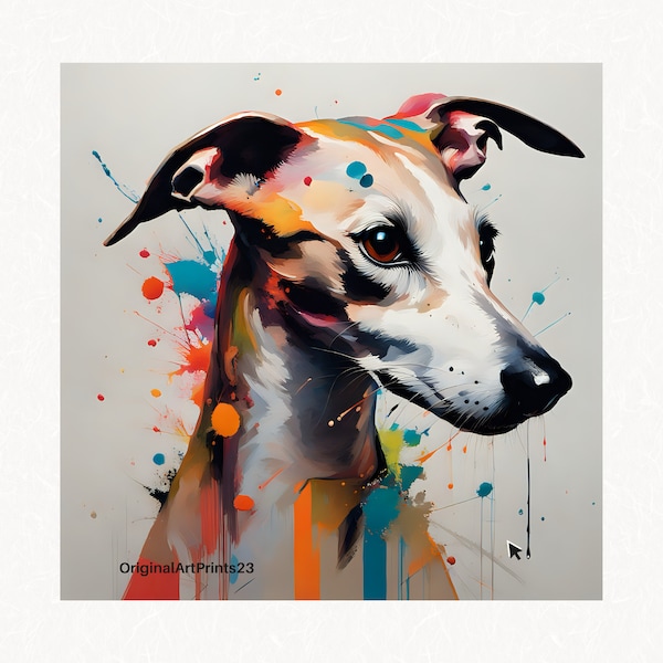 Whippet Painting, Whippet Print, Sighthound Painting, Sighthound Print, Whippet Dog, Dog Art, Abstract Dog Art, Dog Art Wall Decor.