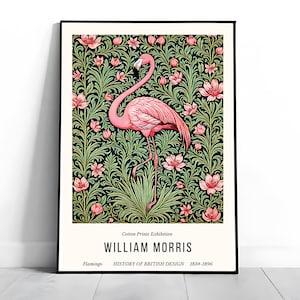 William Morris Flamingo Print, William Morris Exhibition Print, William Morris Poster, Vintage Wall Art, Textiles Art, Flamingo Poster.