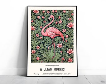 William Morris Flamingo Print: Vintage Textile Art Poster