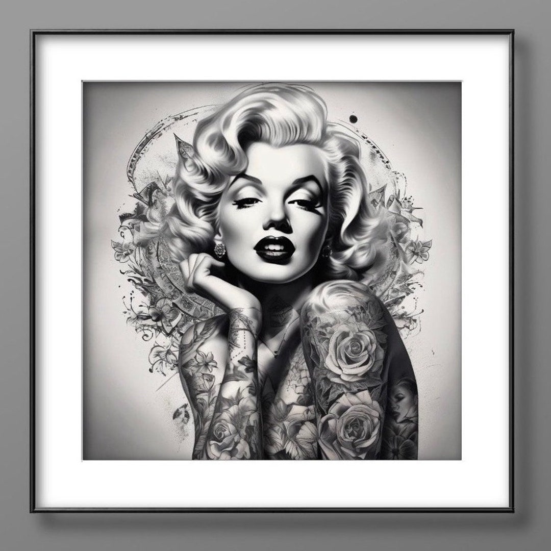 Marilyn Monroe, Original Art, Marilyn Monroe With Tattoos, Marilyn ...