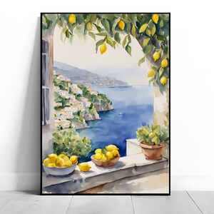 Pintura em aquarela Positano, Costa Amalfitana Impressão artística, impressões de viagem, decoração para casa, presente de inauguração de casa, presente de aniversário, A5, A4, A3, 5x7”