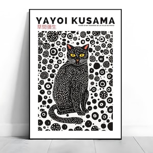 Yayoi Kusama Black Cat Fine Art Print: Japanese Gallery Wall Art