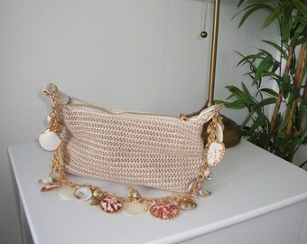 Seashell Bag, Woven, Summer, Shoulder Charm Bag, Beach Ibiza Purse, DIY, Handmade purse