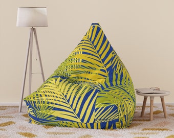 Blue & Yellow Leaves Bean Bag Chair Cover