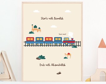 Bismillah Alhamdulillah Printable Islamic | Islamic Kids Room Print | Childrens Wall Art | Eid Gift | Ramadan Gift | INSTANT DOWNLOAD