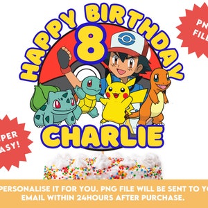 Printable Digital Cake Topper, Personalised Birthday Cake Topper, Digital Cake Topper, Digital Download, Ready in 24 Hours, PNG File