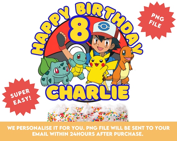 Printable Digital Cake Topper, Personalised Birthday Cake Topper, Digital Cake Topper, Digital Download, Ready in 24 Hours, PNG File