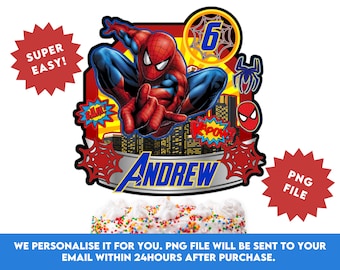 Personalized Superhero Cake Topper, Birthday PNG File (Digital Download)