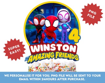 Personalized Spider-Man Birthday Cake Topper (PNG File)