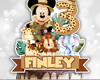 Personalized Safari Birthday Cake Topper, PNG File (Digital Download)