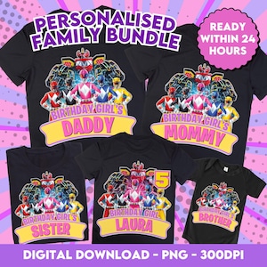 Druckbares digitales PNG T-Shirt Design, personalisiertes Familien-Geburtstags-T-Shirt Design, digitaler Download, fertig in 24 Stunden, PNG-Datei