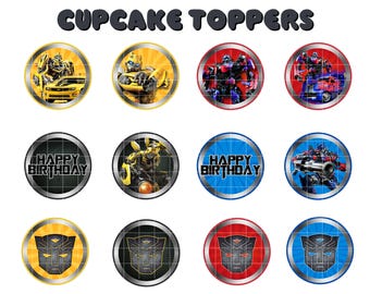 Decorazioni per cupcake a tema Transformers per compleanno, decorazioni per feste (download digitale)