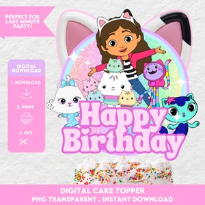 Impression de gâteau Gabby, joyeux anniversaire Gabby, de gâteau numérique, téléchargement numérique, téléchargement immédiat, fichier PNG