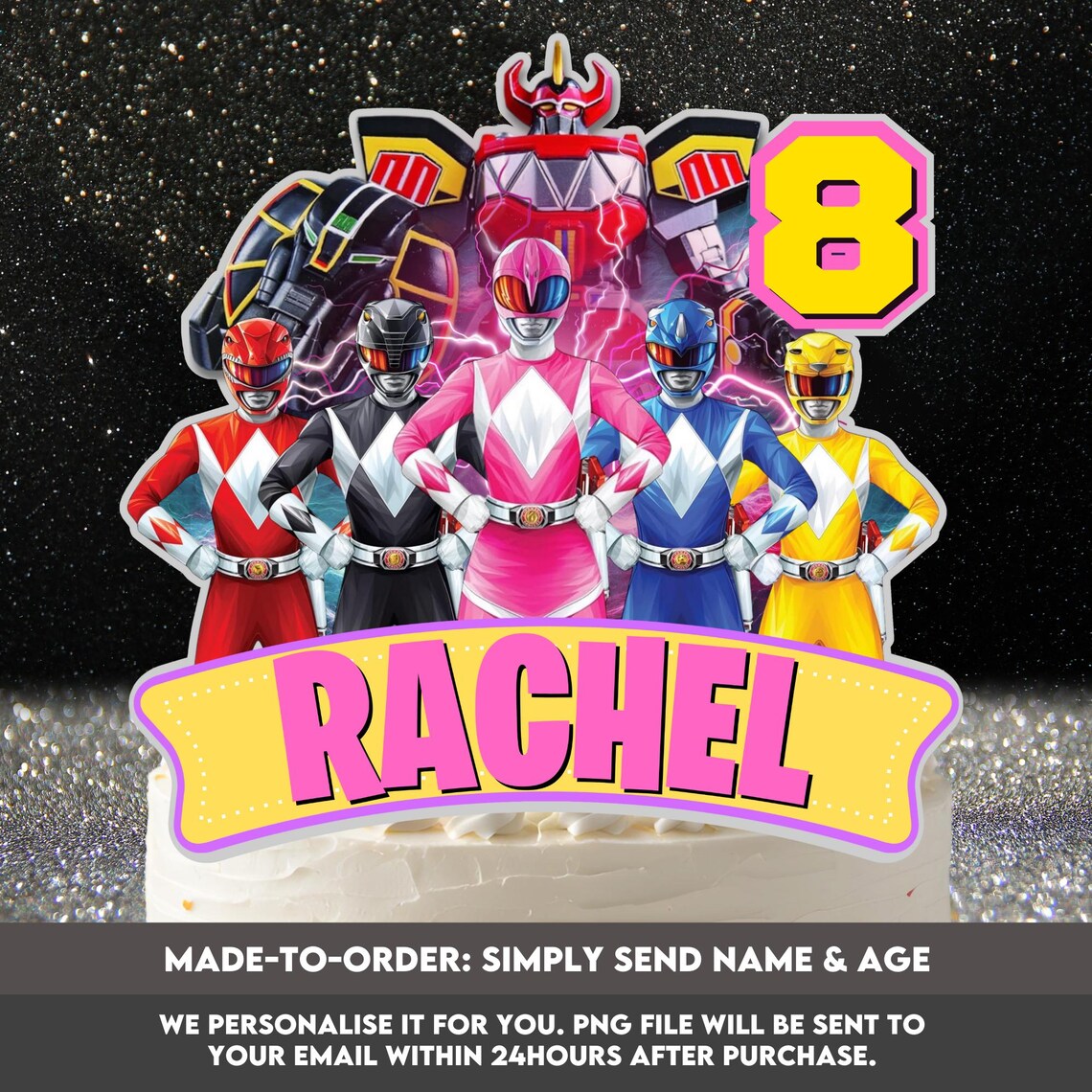 Personalized Power Rangers Cake Topper, Birthday Party (PNG File) - Etsy
