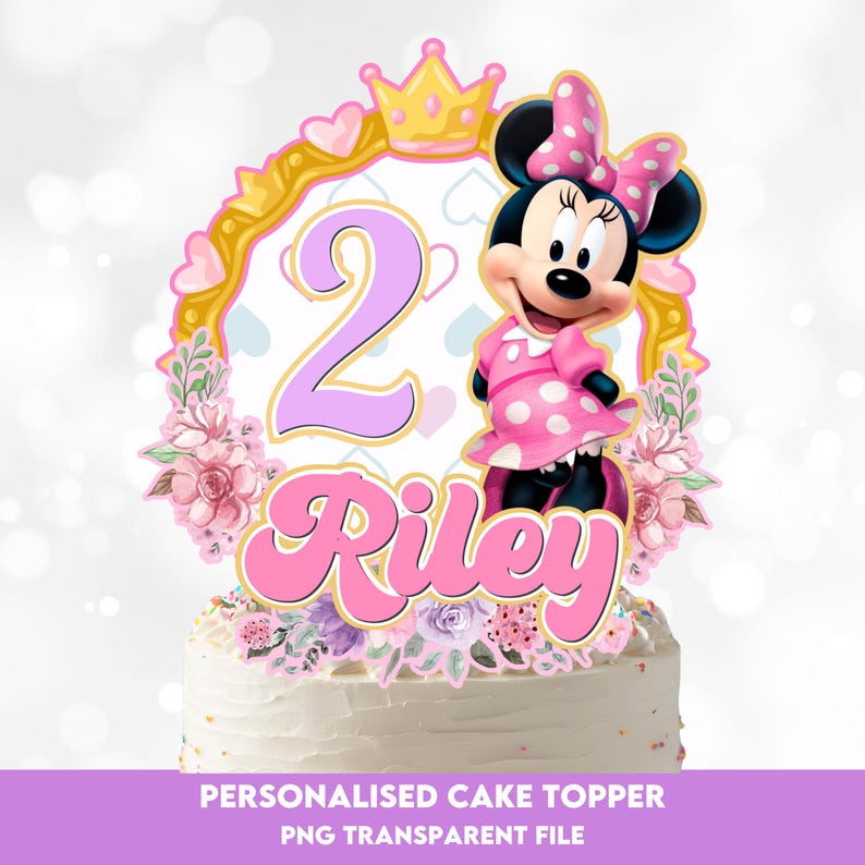 Personalized Minnie Mouse Birthday Cake Topper (digital Download) - Etsy