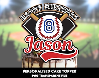 Personalized Baseball Birthday Cake Topper (PNG File)