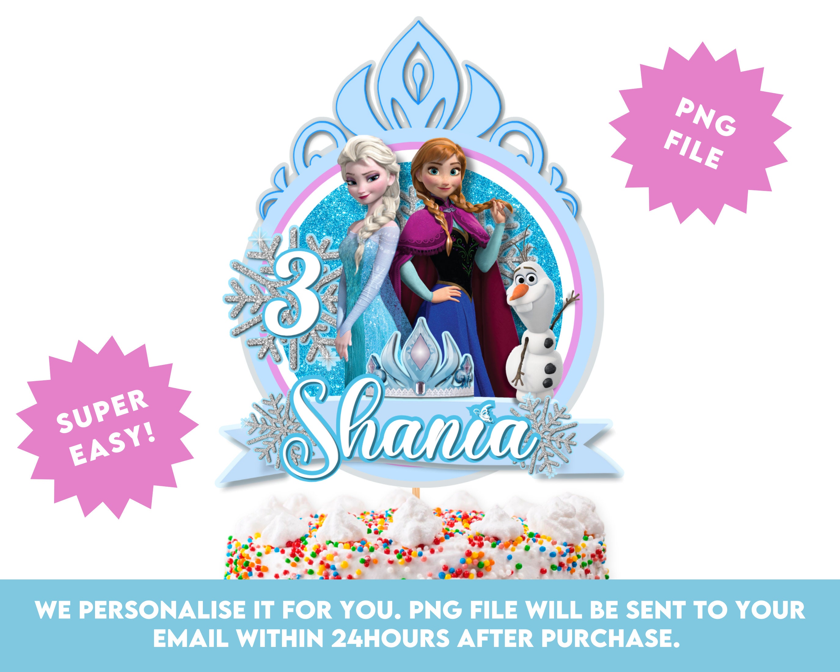 Printable Elsa Anna Cake Topper, Personalised Birthday Cake Topper ...