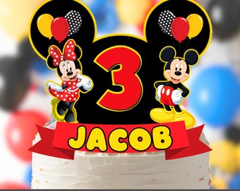 Personalized Mickey Mouse Birthday Cake Topper (Digital Download)
