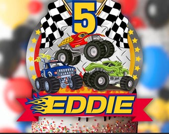 Personalized Monster Truck Birthday Cake Topper (Digital Download)