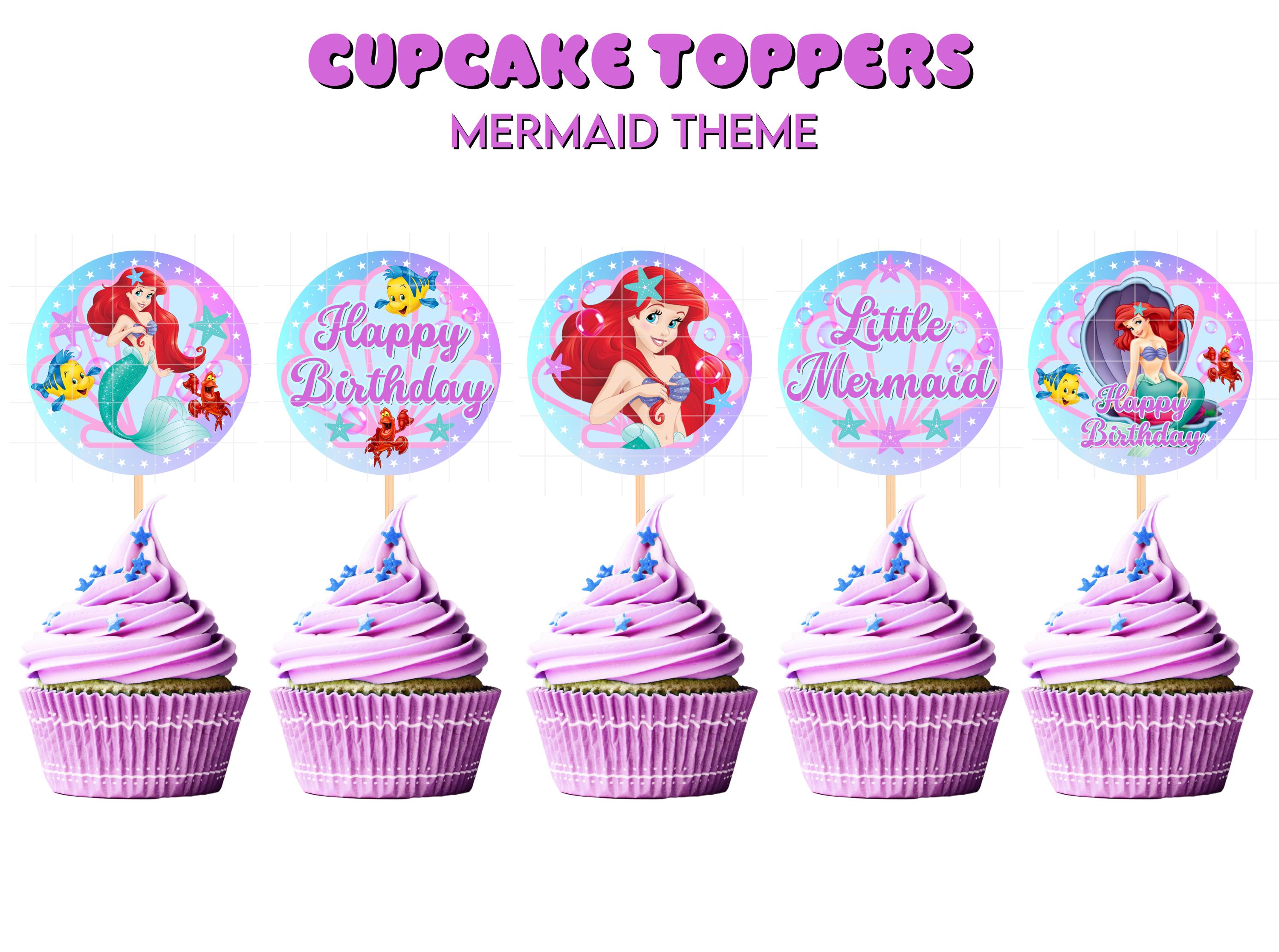 Printable Instant Download Mermaid Cupcake Topper, Birthday Cake Topper, Digital Cake Topper ...