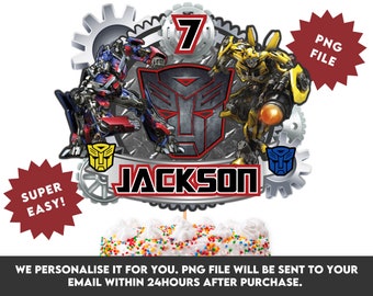 Personalized Transformers Cake Topper, Birthday PNG File (Digital Download)