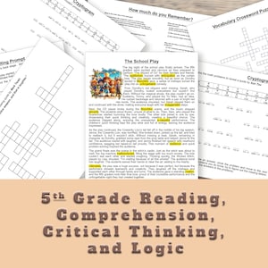 The School Play - Reading, Fifth Grade Reading Comprehension, Grade 5 Homeschool Curriculum, Grade 5 Reading, Fifth Grade Worksheets