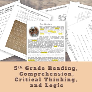 Time Adventure - Reading, Fifth Grade Reading Comprehension, Grade 5 Homeschool Curriculum, Grade 5 Reading, Fifth Grade Worksheets