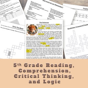 The Sciences - Reading, Fifth Grade Reading Comprehension, Grade 5 Homeschool Curriculum, Grade 5 Reading, Fifth Grade Worksheets