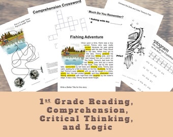 Fishing Adventure - Reading, First Grade Reading Comprehension, Grade 1 Homeschool Curriculum, Grade 1 Reading, First Grade Worksheets.