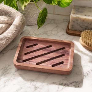 Handmade Unfinished Aromatic Cedar Soap Dish with Drain - USA Made