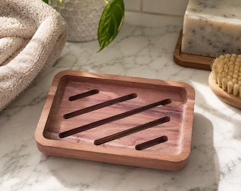 Handmade Unfinished Aromatic Cedar Soap Dish with Drain - USA Made
