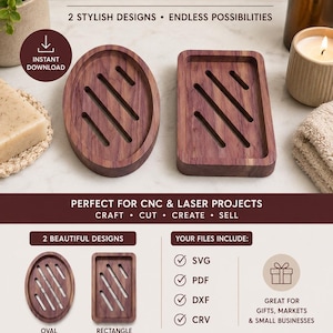 Cedar Wooden Soap Dish CNC File: DIY Woodworking Template (Digital Download)