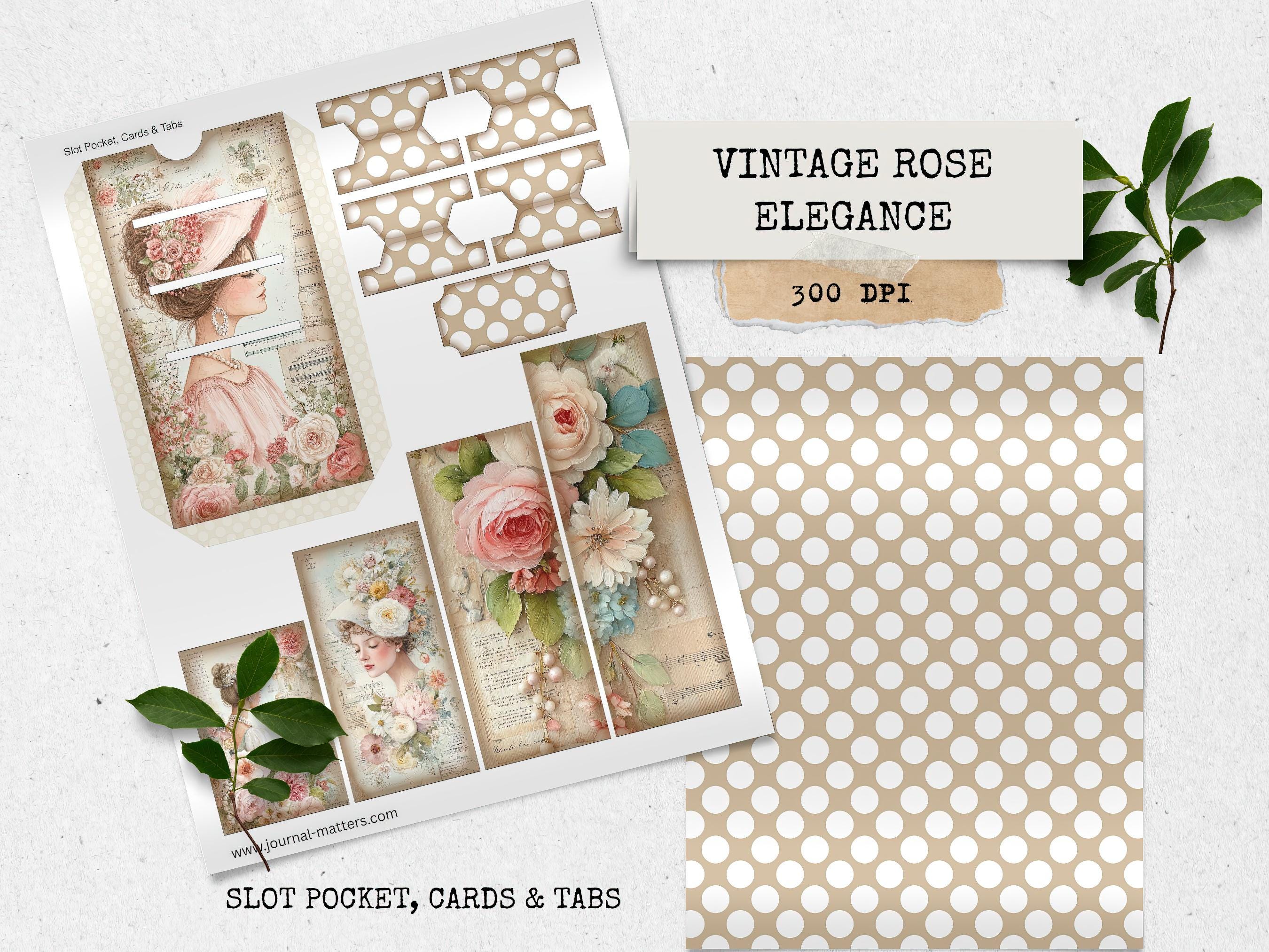 Vintage Rose Elegance Junk Journal Kit | Shabby Chic Floral Printable ...
