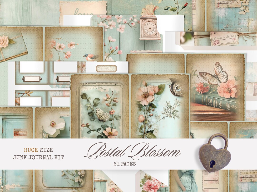 Postal Blossom- Floral Junk Journal Kit – Vintage Ephemera, Botanical ...