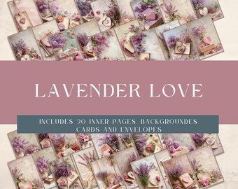 Zestaw do tworzenia romantycznego dziennika śmieci – lawendowe, vintage'owe kwiatowe drobiazgi do scrapbookingu i kreatywnych prezentów