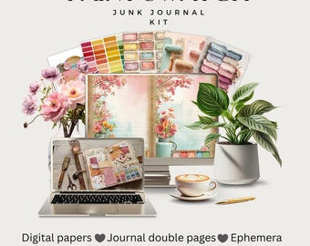 Zestaw do tworzenia dzienników z próbkami farb do cyfrowego scrapbookingu i pamiątek vintage