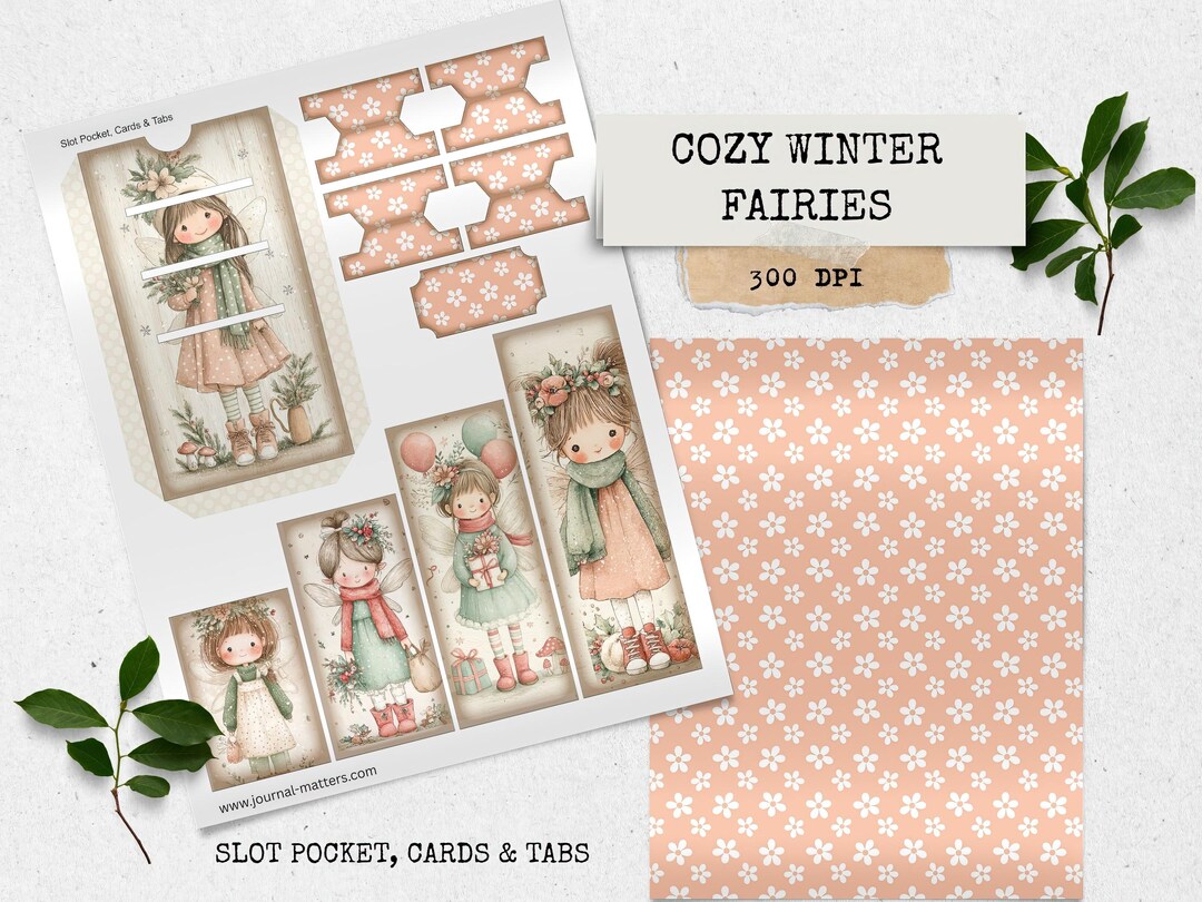 Cozy Winter Fairies Junk Journal Kit, Vintage Fairy Printable | Cute ...