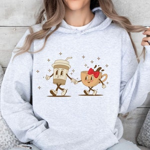 Coffee Lover Sweatshirt, Coffee Lover Hoodie, Purple Coffee Hoodie, Love Coffee, Coffee Cups Walking, Retro Coffee Cups, Cute Coffee Cups