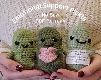 Crochet Pickle Pattern: No Sew Emotional Support Toy (PDF Pattern)