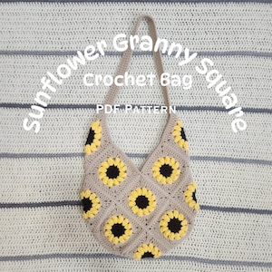Sunflower Granny Square Crochet Bag Pattern (PDF Pattern)