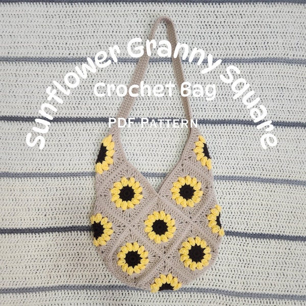Crochet Bag Patter / Sunflower Crochet Bag Pattern/ Granny Square Bag Patter / Sunflower Granny Square Bag Pattern