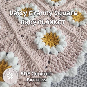 Chunky Daisy Granny Square Baby Blanket Crochet Pattern (PDF Pattern)