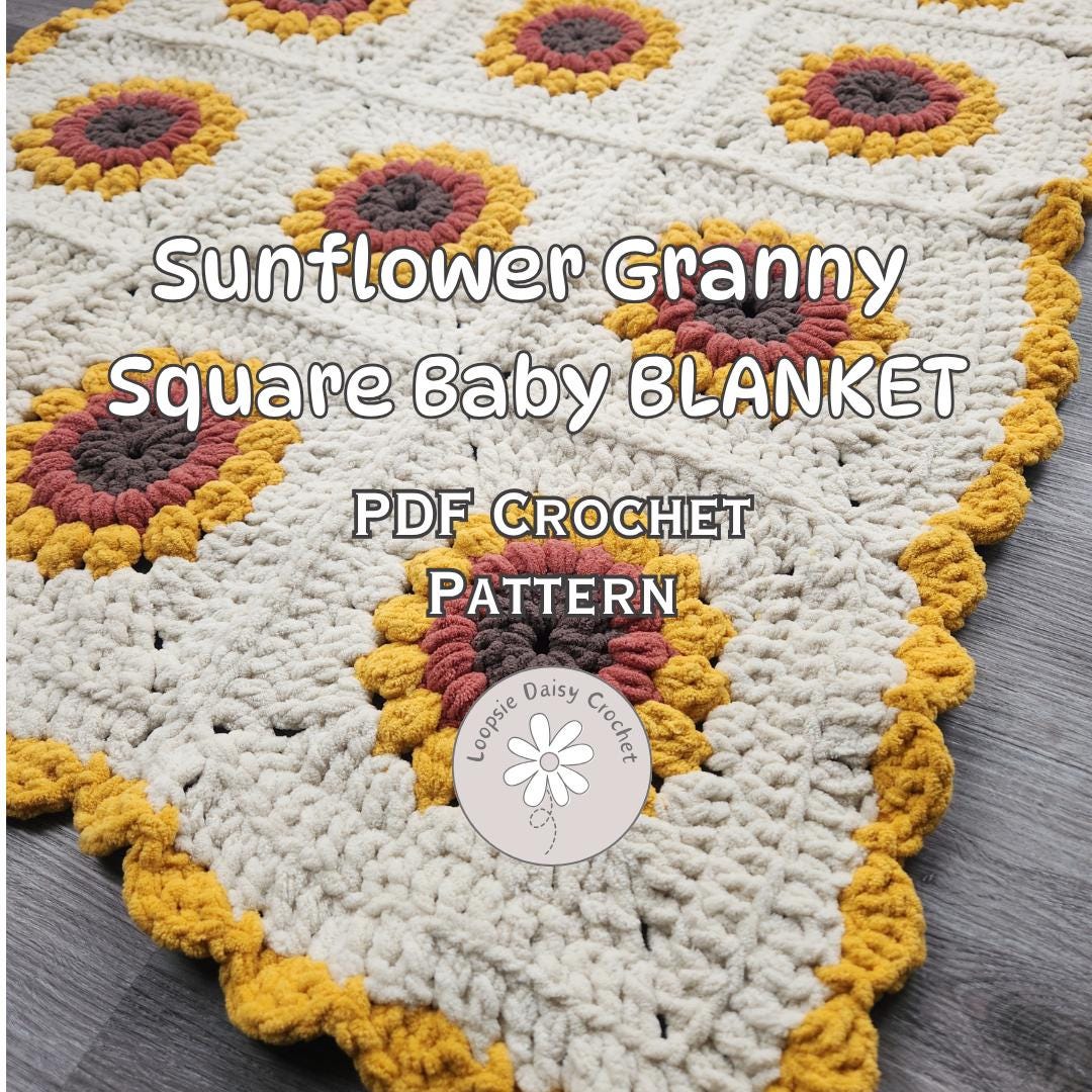 40 Sunflower Granny Square Crochet Patterns for Bright Blankets, Bags, and More 18 Chunky Sunflower Granny Square Baby Blanket Crochet