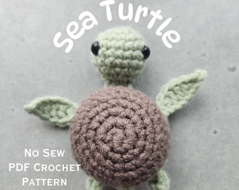 Virkmönster för havssköldpadda utan söm: Nybörjaramigurumi (PDF-mönster)