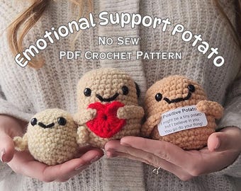 Emotional Support Potato Crochet Pattern: No Sew Amigurumi (Digital Download)